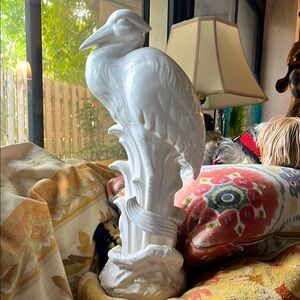 Elegant White Heron Sculpture
